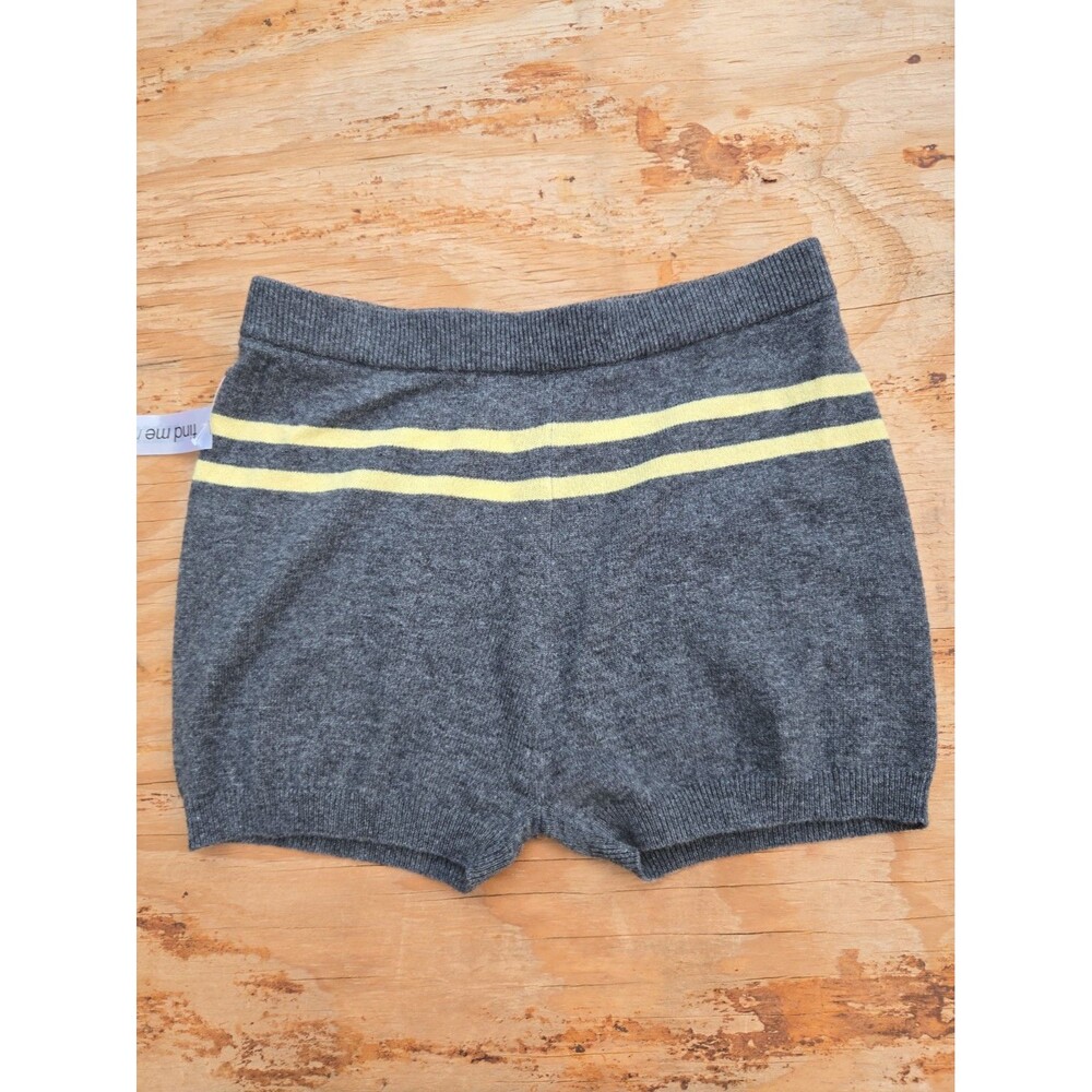 Find Me Now Wool Cashmere Stripe Knit Shorts Charcoal Butter XS/S NWT